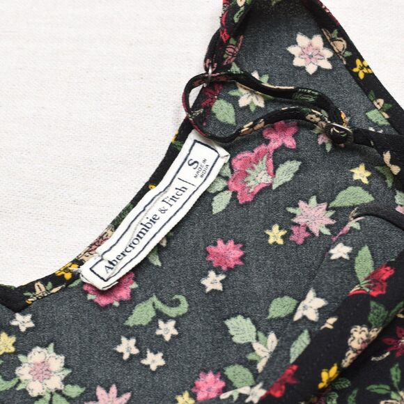 Abercrombie & Fitch Women Blouse V Neck Sleeveless Polyester Black Size S - Picture 7 of 8